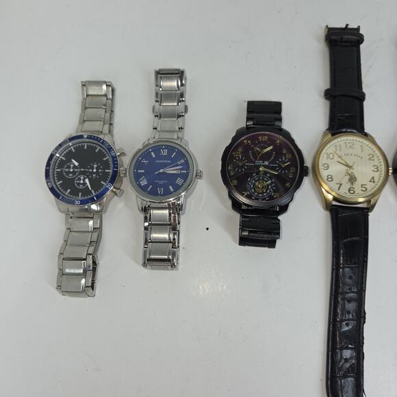 Vtg Watch Lot of 5 Mens Rocawear Time Piece Silver Black Leather Wrist Watches - Picture 4 of 14